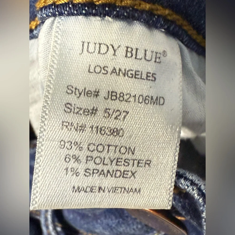 Judy Blue Ella‎ Mid Rise Hand Sand Classic Skinny Jeans Medium Wash Size 27 (5)